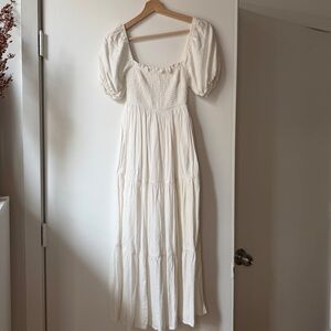Abercrombie & Fitch white Maxi Dress with Puff Sleeves